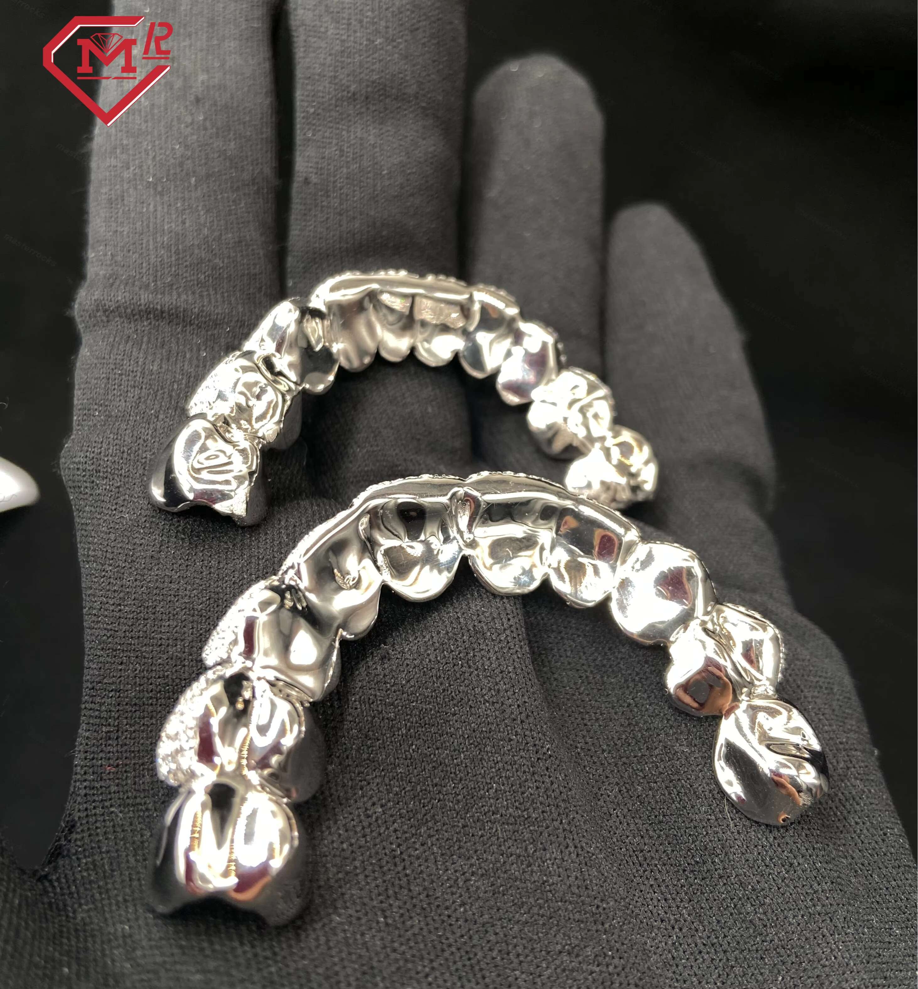 Real 925 Sterling Silver 8 Top 8 Bottom Grillz for Teeth Honey Comb Deep Cut d Vvs Moissanite Grillz Custom