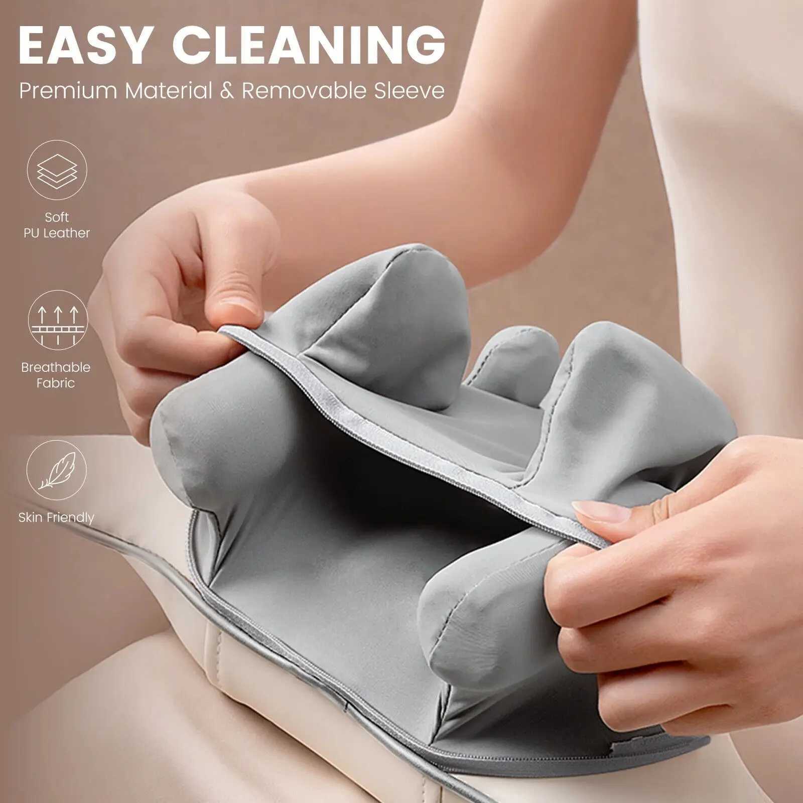 Sejoy Rechargeable Neck Massager with Heat Air Compression Wireless Circulation Massage Electric Shiatsu Neck Shoulder MassagerW250512
