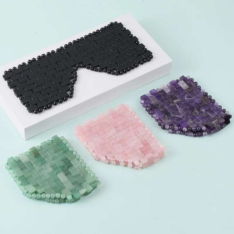 Rose Quartz Jade With Box Eye Natural Stone Sleep Mask Relaxation Face Massager Therapy Facial Massage Tools