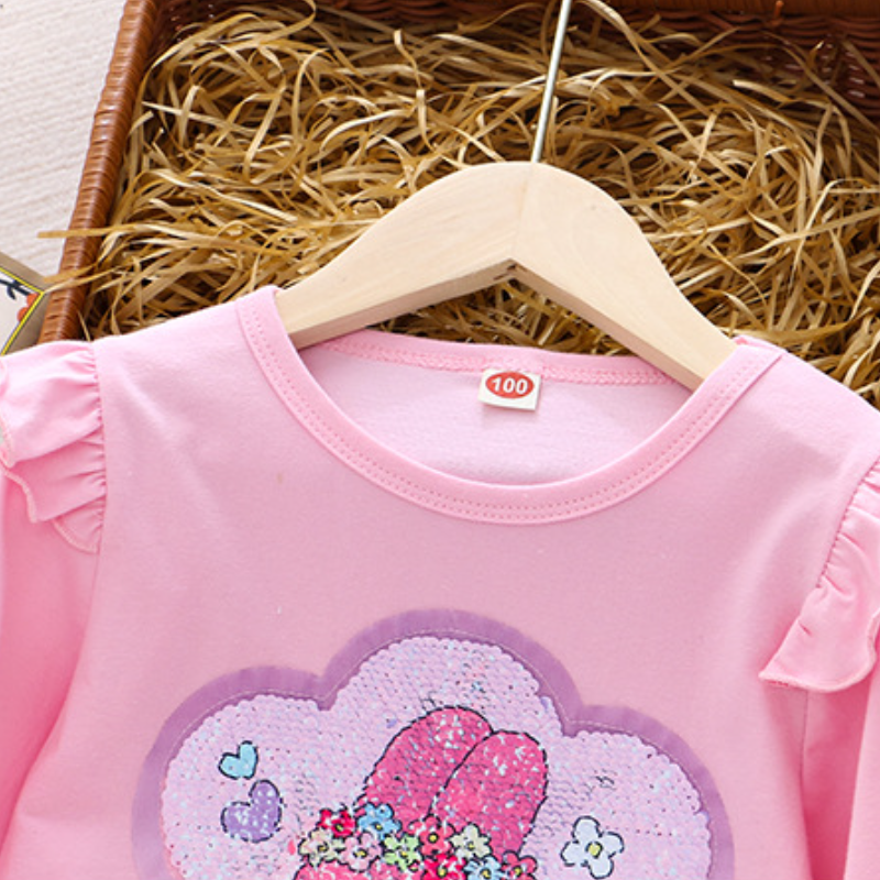 DISNEY kids designer clothes baby girl designer clothes Frozen Princess Elsa Printed T-shirt for girls soft and comfortable top.