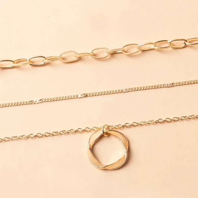 Pendant Alloy with Circle and Star, Multilayer Necklace, Vintage Women's Jewelry, Necklace