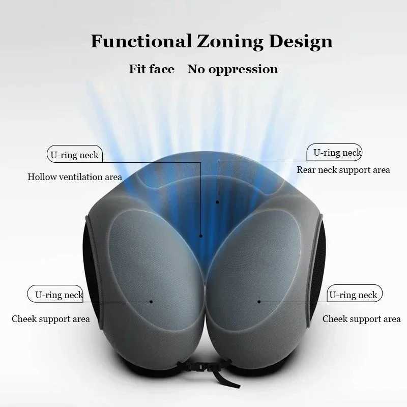Multifunction U-Shaped Sponge Core Neck Pillow Slow Rebound Soft Travel Pillow For Sleeping Cervical Health Massage Nap PillowsW250512