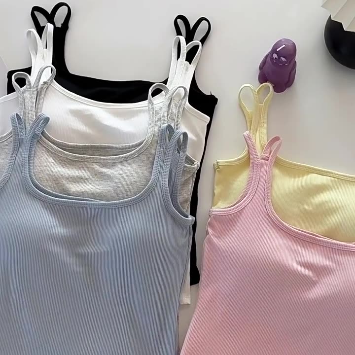 XL240 New sweet camisole for women with breast pads, slimming, short style to wear outside and inside