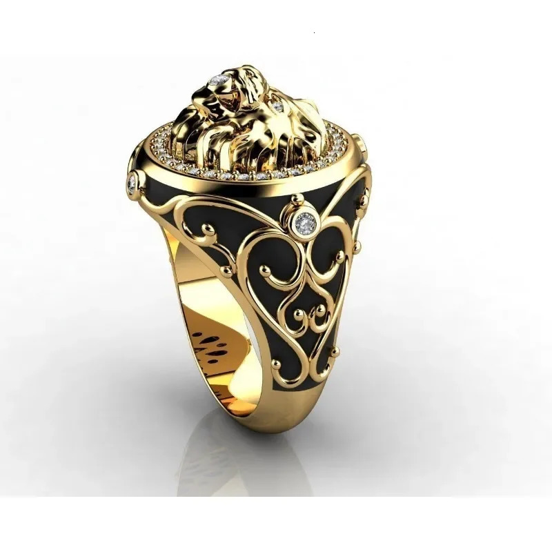 S925 Creative Lion Head Medusa Ring for Men Inlaid with Zircon Fashion Domineering Rings Female Punk Style Jewelry Gifts 250509