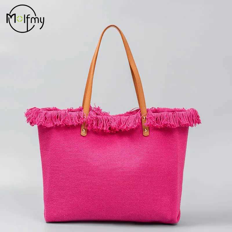 Summer Bags For Beach Tassel Canvas Design Tote Bag Large Capacity Women Handbag Commuter Shoulder Handbag Bags For WomenW250512