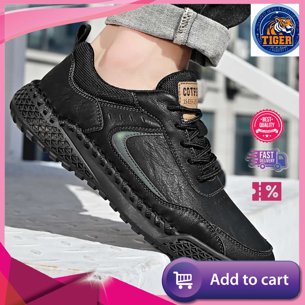 Ddmytiger S Korean Men Version Versatile Breathable Casual Shoes Non Slip Soft Soles British Fashion Trend One Foot Leather Outdoor Shoes