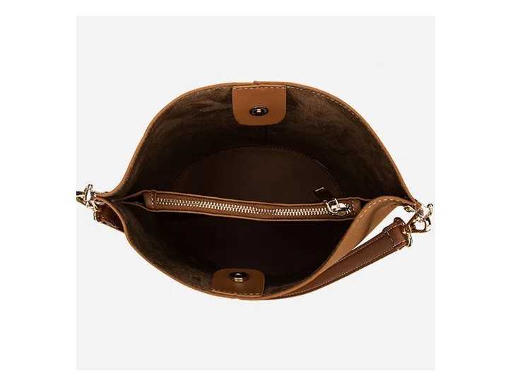 NIGEDU large capacity Women Bucket bags wide strap designer women shoulder bags Matte Leather crossbody bag for Female Z250512
