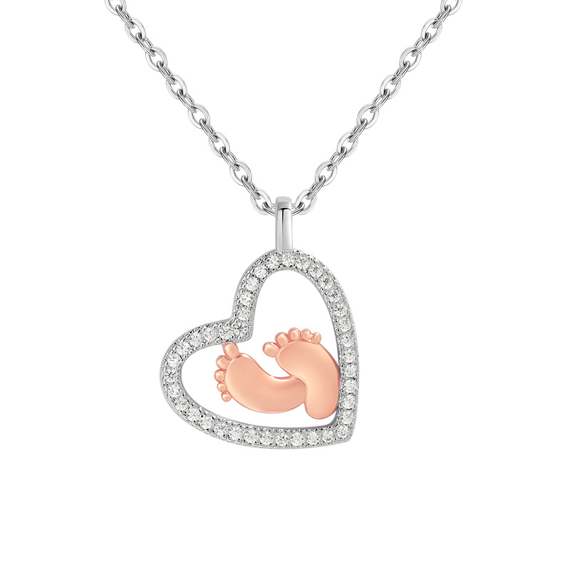 Romantic Tribute Necklace with Engraved Tiny Feet Design Perfect For Doting Mums