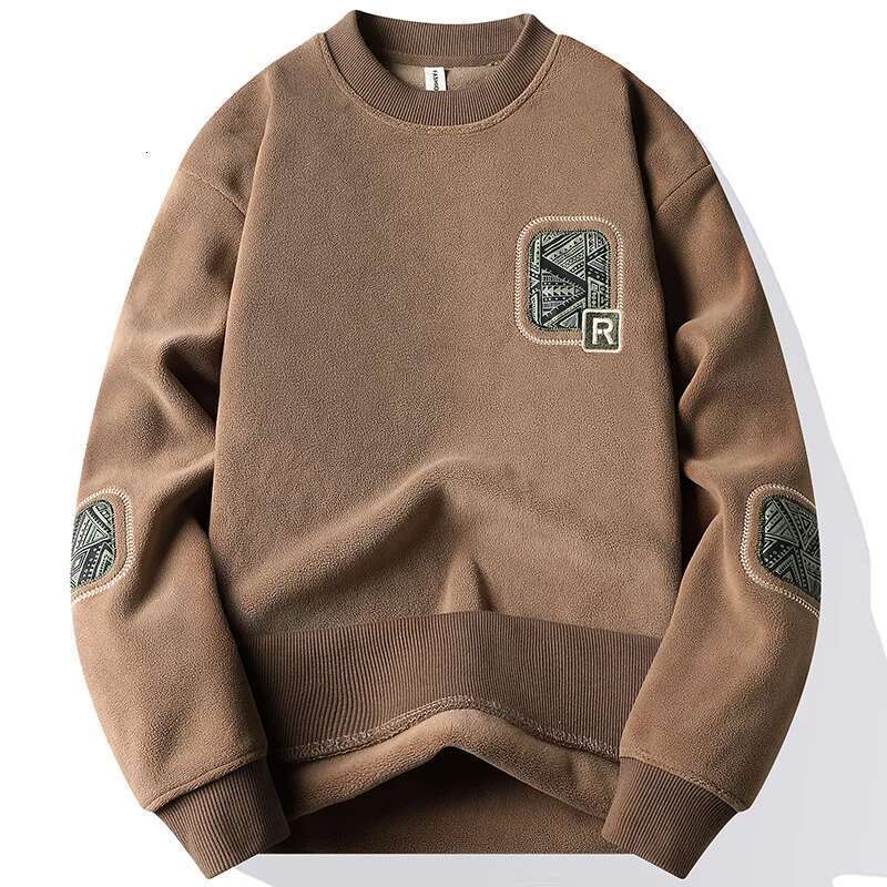 Fashion Thick Hoodie Embroidery Pullover Fleece Lined Men's Winter Clothes Elegant Brand White Green Pullovers