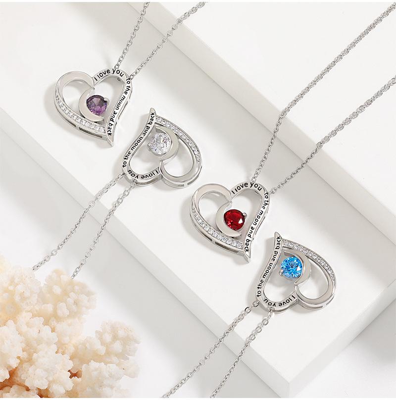 Timeless Love Heart Necklace - Heart-Shaped Moonstone with Sparkling Crystals, Romantic Gift for Her