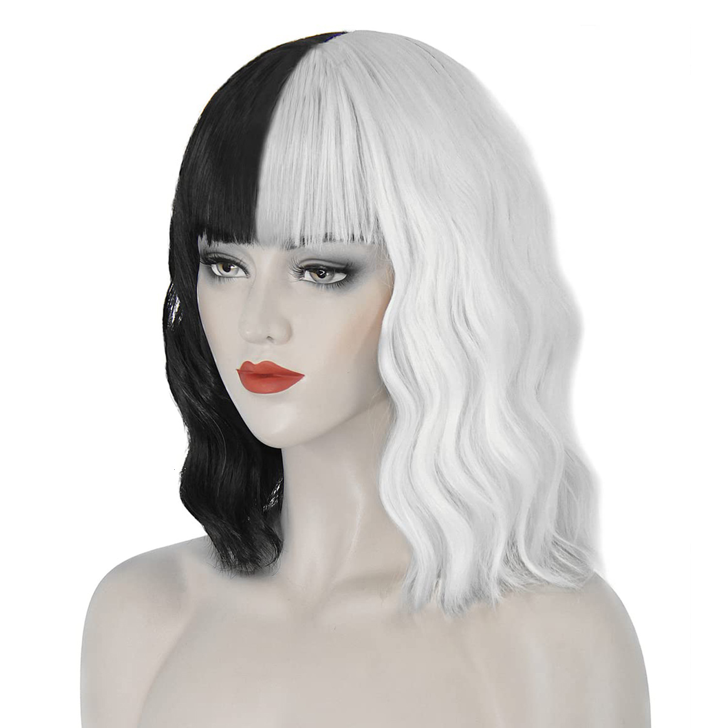 cosplay Wig anime party role-playing costumes Kuira black and white wig medium length wig