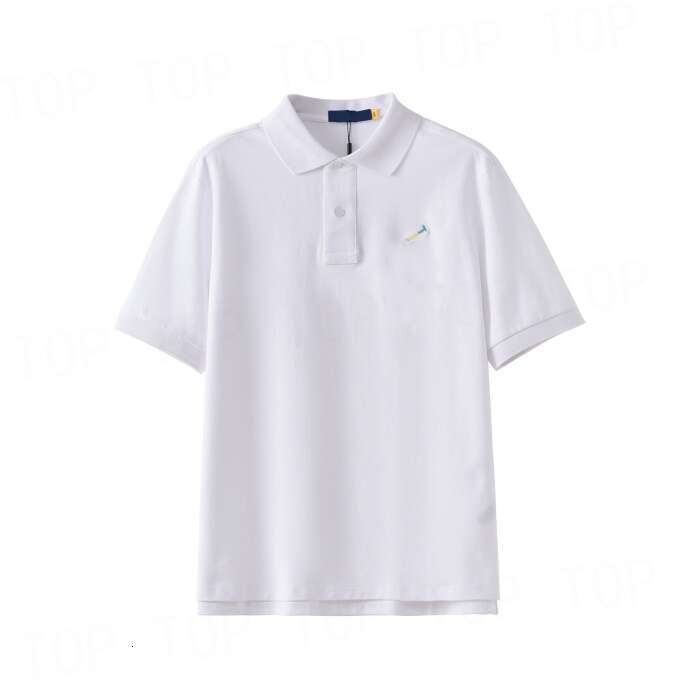 Designer t shirt Poloss shirts Mens Tees Fashion Embroidery Womens Letter Pure Cotton T-shirt Black White Polos Summer Casual Collar long sleeved shirt