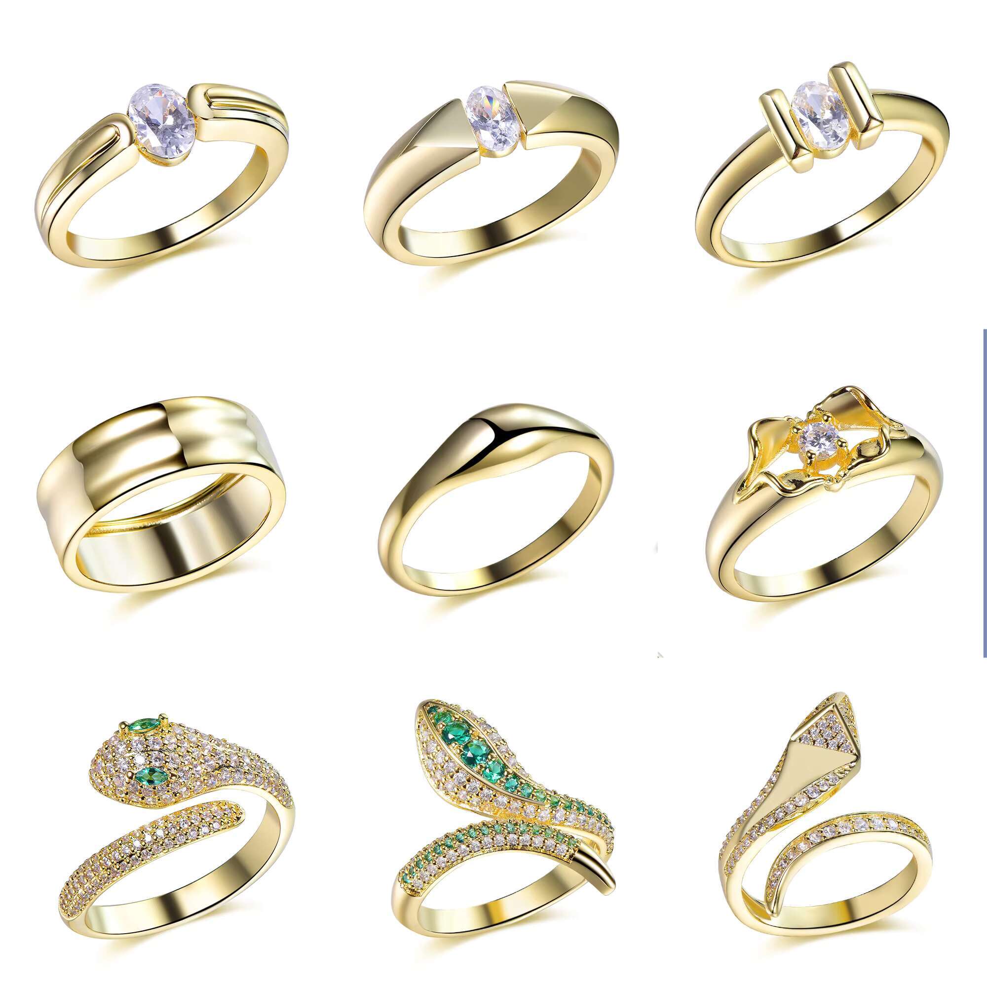 Custom 925 Silver Dainty Stylish 14K Gold Plated Moissanite Rings Fashion Zircon Lab Grown Diamond Rings for Wedding