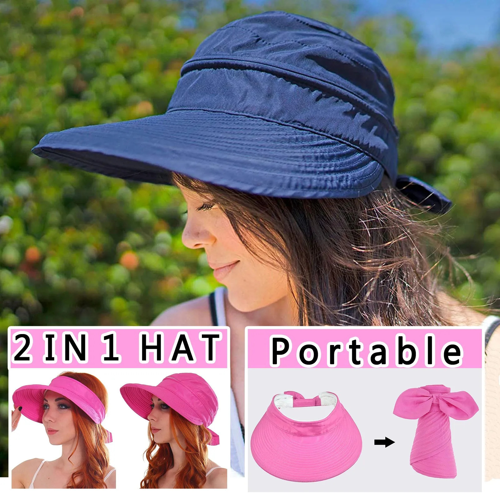 Sunscreen Hat Outdoor Travel With A Bowknot Empty Top Detachable Beach Thin Cap For Female Fashion Useful In Summer 250512