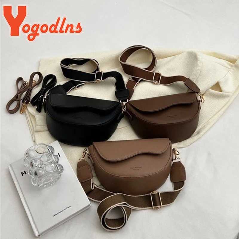 Yogodlns Fashion Small PU Leather Saddle Armpit Bags for Women Vintage Designer Shoulder Crossbody Bag Small Flap Purse HandbagsXJ250512
