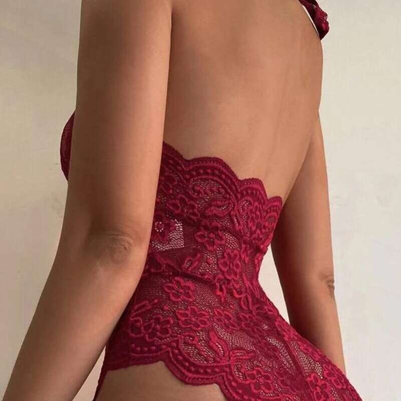 Patent Leather Sexy Lingerie Hot Selling Lingerie Jumpsuit With Sexy Lace Lace Open Cut Exposed See Through And Non Removable Features KQ