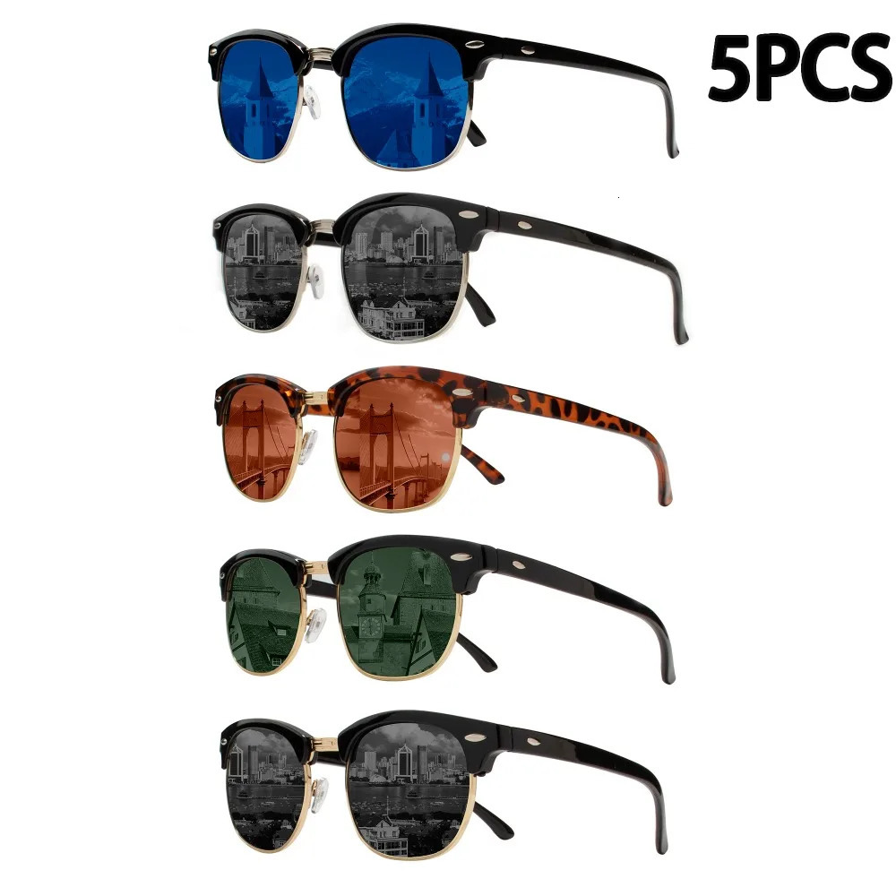 5PCS Classic Polarized Sunglasses Men Women Retro High Quality Sun Glasses Rivet Female Male Fashion Mirror Sunglass 250509
