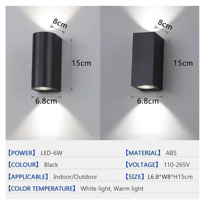 Waterproof LED Outdoor Wall Lamp IP65 Upper Lower Lighting Porch Garden Lamp Indoor Bedroom Bedside Home Decor Wall Light Z250512