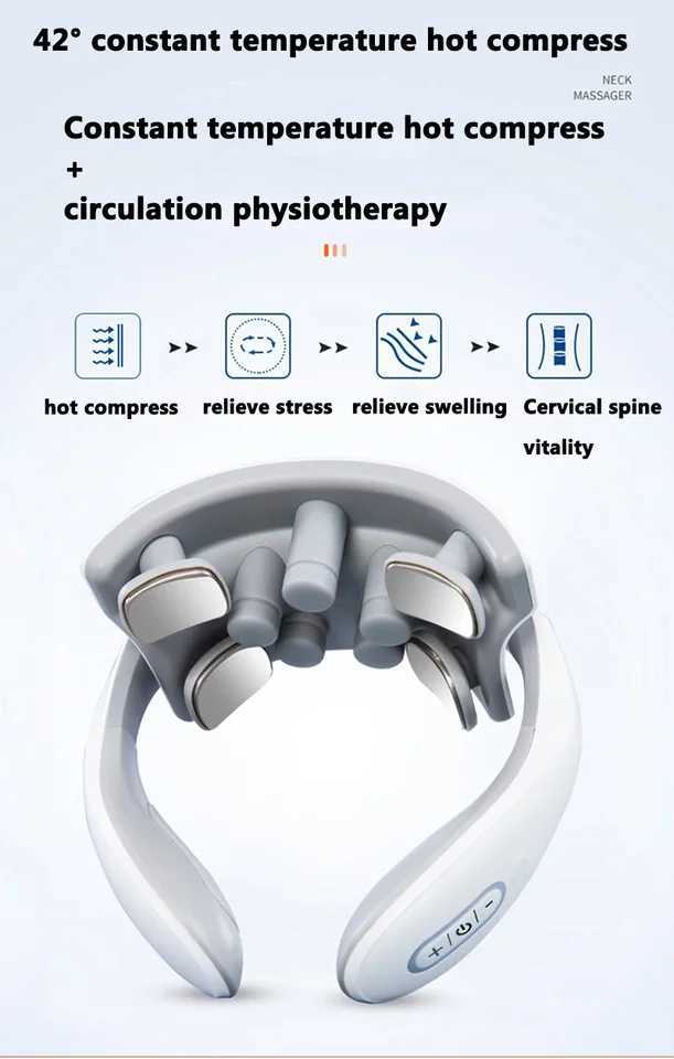 Back And Neck Smart Massage Instrument Shoulder Neck Massage Cervical Vertebra Health Care Vibrator Heating Relieve Pain MuscleW250512