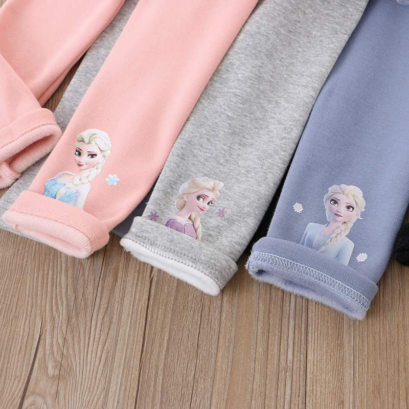 DISNEY Frozen Elsa princess kids designer clothes girl short dress and trousers pseudo two piece comfortable and soft.