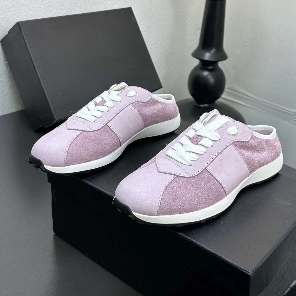 Women Size35-41 Genuine Leather Sneakers Natural Cow Suede Slippers Sports Mules Flats Designer Shoes Zapatillas De Mujer