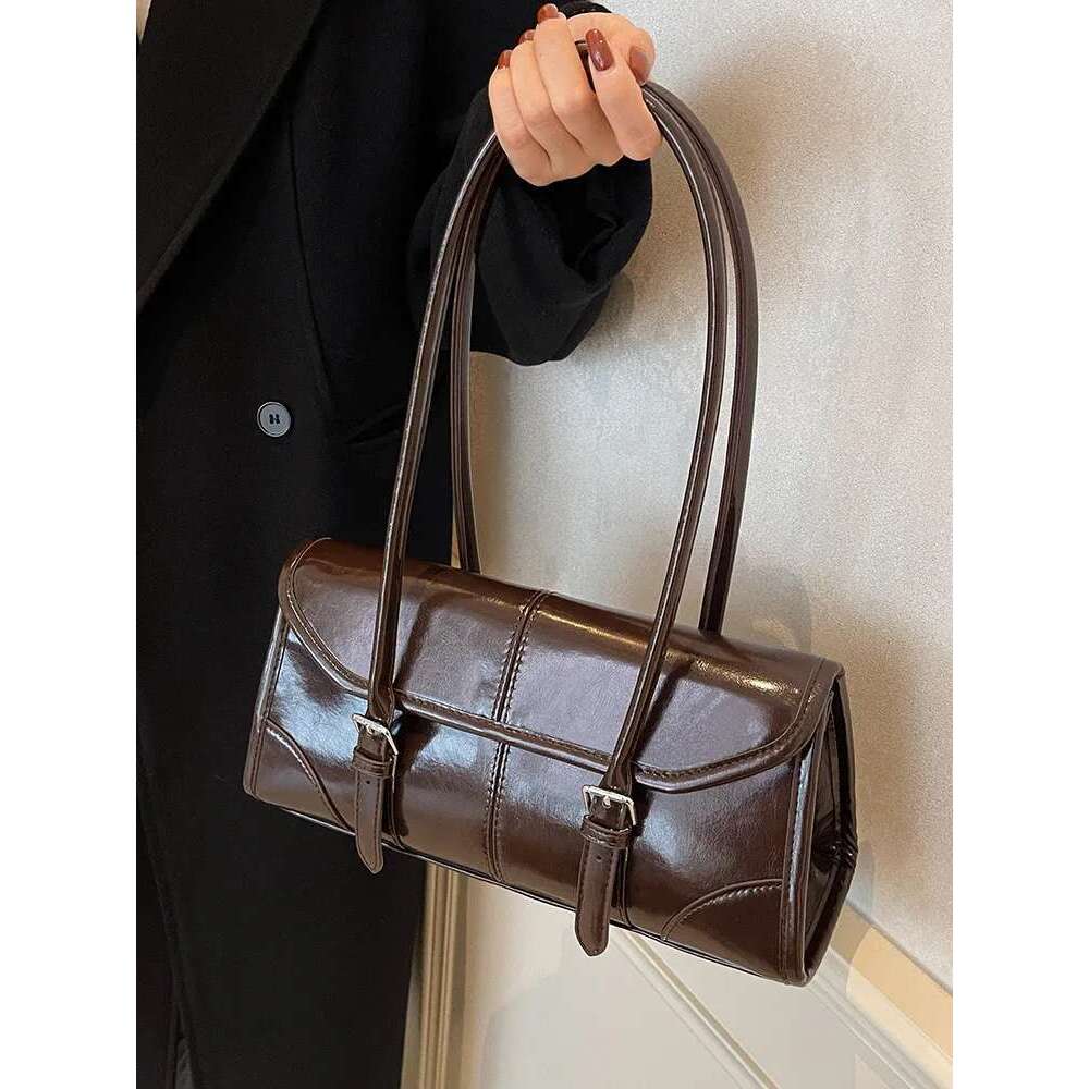High End Bury Oil Wax Leather Underarm Elegant Women's Magnetic Buckle Shoulder Bag Commuter Versatile Ladies Tote Bags