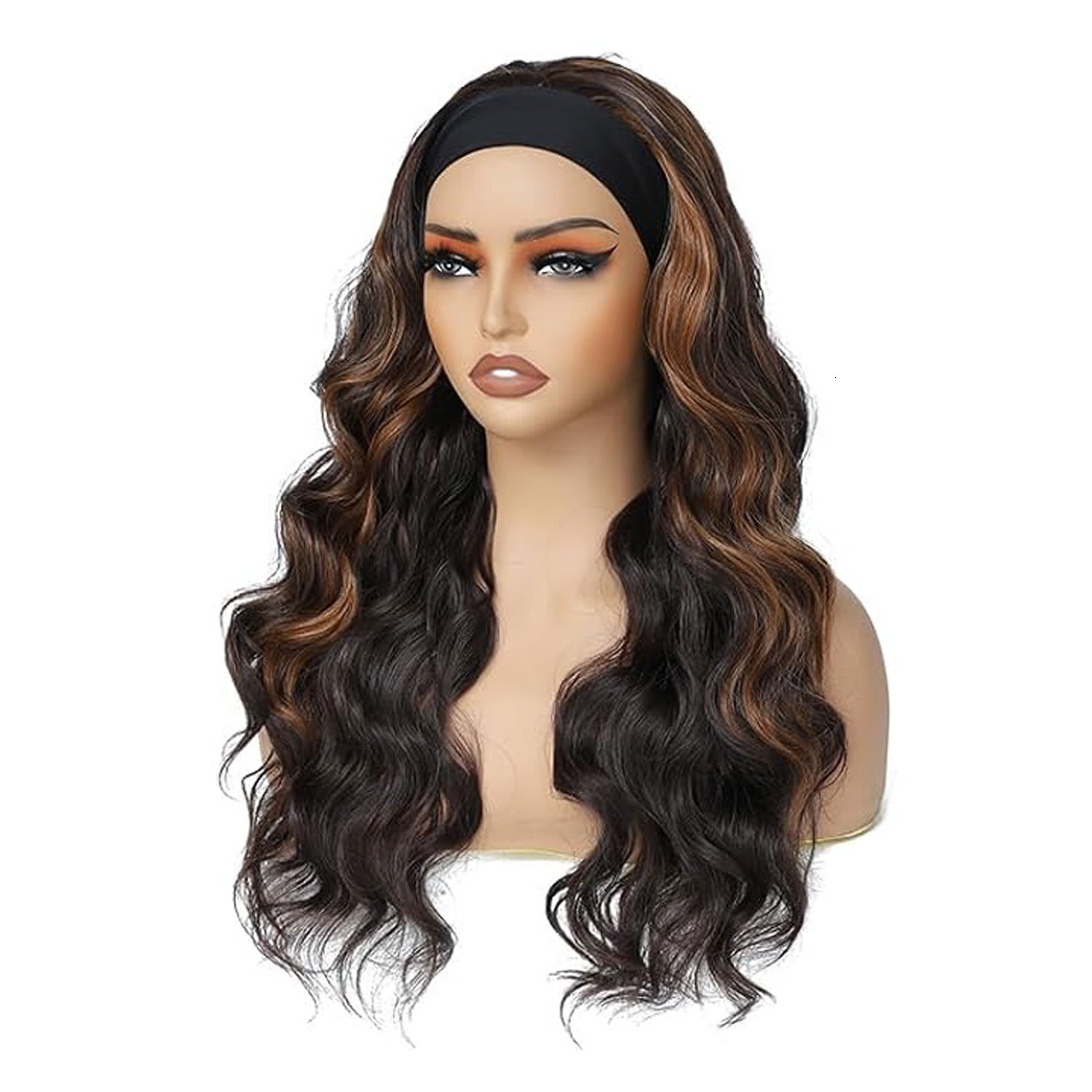 silk Ice headband wig fluffy big wavy long curly hair synthetic wig headband wig