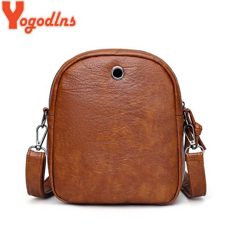 Yogodlns Vintage Crossbody Bag Women Soft PU Leather Shoulder Bag Multifunction Messenger Bag Small Square Bag Big Capacity Bag Z250512