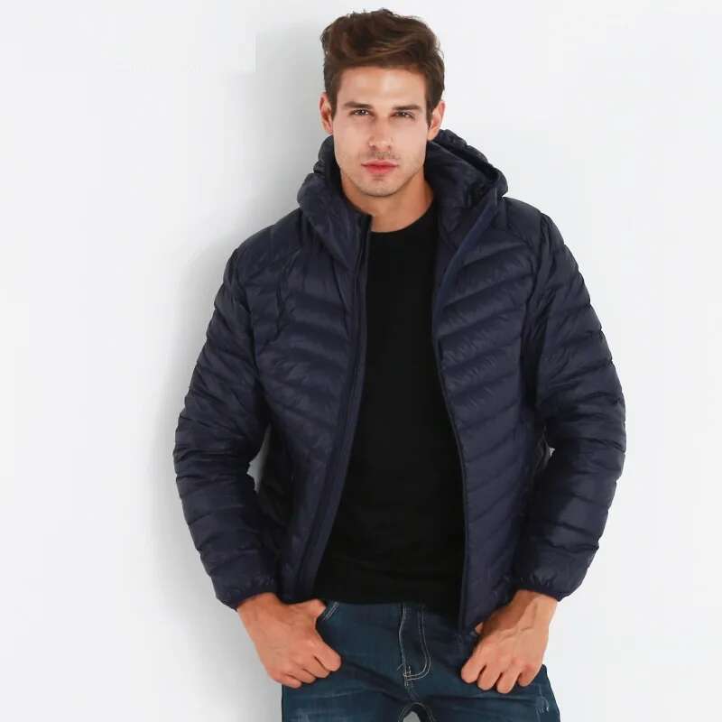 Newbang Brand Lightweight Hooded Duck Ultra Light Down Jacket Men Portable Windproof Warm Coat Feather Parka Man Designer