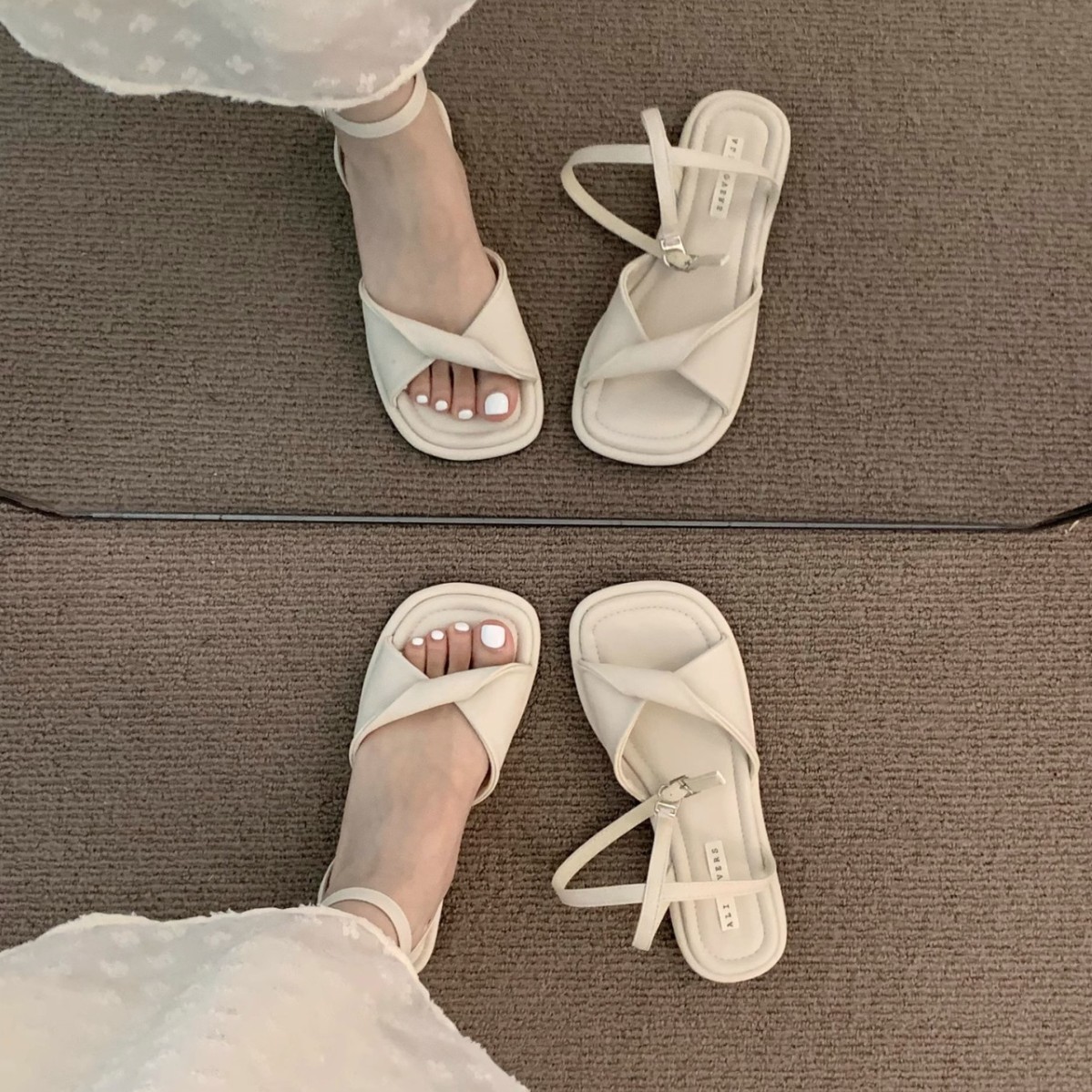 2025 Hot free shipping deisgner for womens flat sandals beige khaki brown New summer soft soled vacation Roman shoes