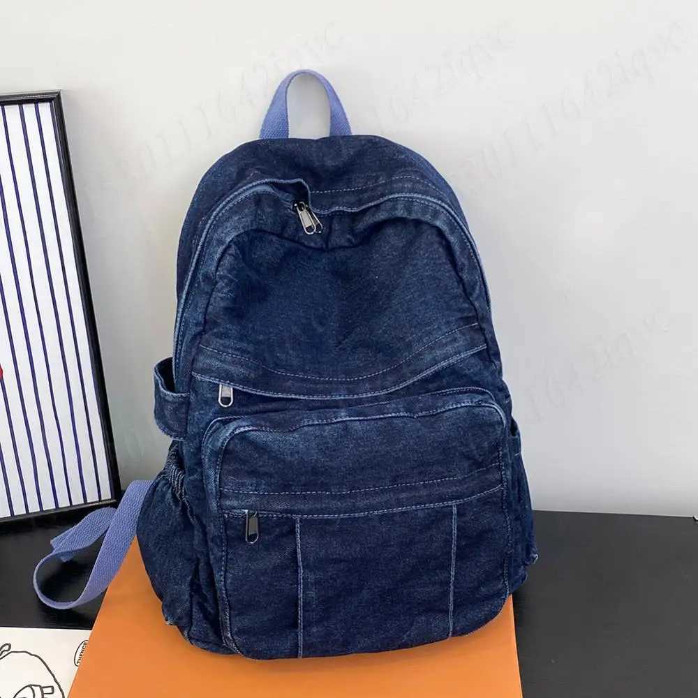 Womens Jeans Shoulder Bag Vintage Backpack Large Capacity Denim School Backpack Simple Laptop Backpack Female Daily Backpack Z250512-1