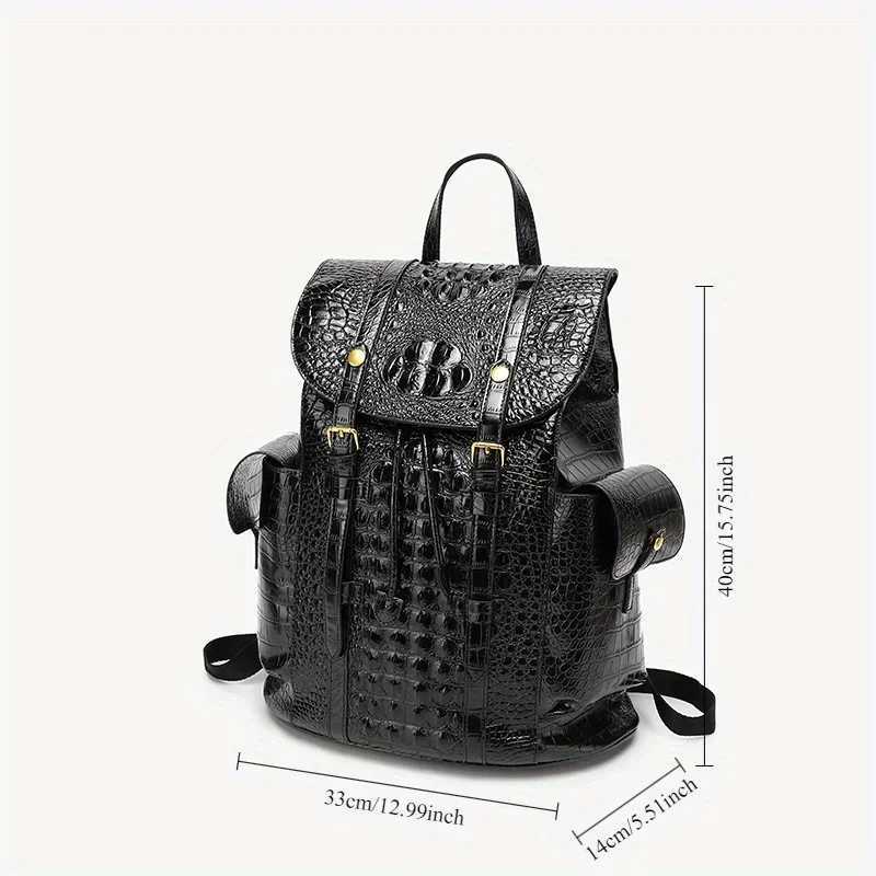2024 New Fashion Crocodile Pattern Backpack Large Capacity Womens Daily Travel Backpack with Adjustable Shoulder Straps Z250512
