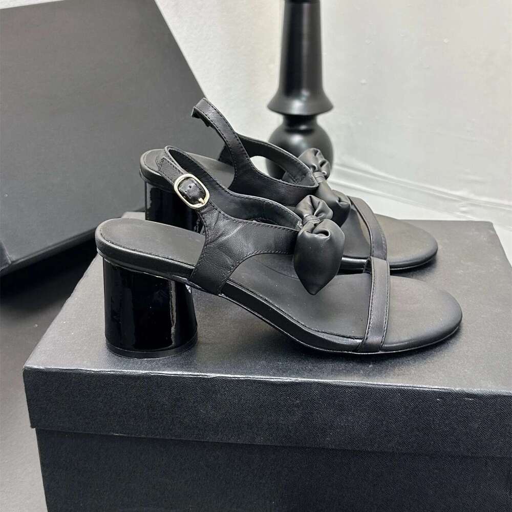 New Women Size35-41 Genuine Leather Sandals High Heels Butterfly Knot Pumps Slingbacks Designer Shoes Zapatillas De Mujer