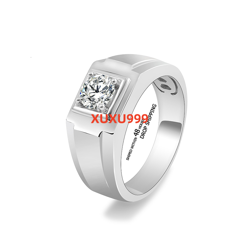 Luxury 925 Sterling Silver 1ct round VVS D Color GRA Moissanite Diamond Rings Wedding Engagement Gift