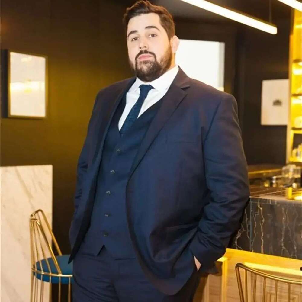 3 Pieces Extra Large Size Navy Blue Suits For Men Wedding Groom Tuxedos Prom Sets Business Male Blazer Tres De Hombre