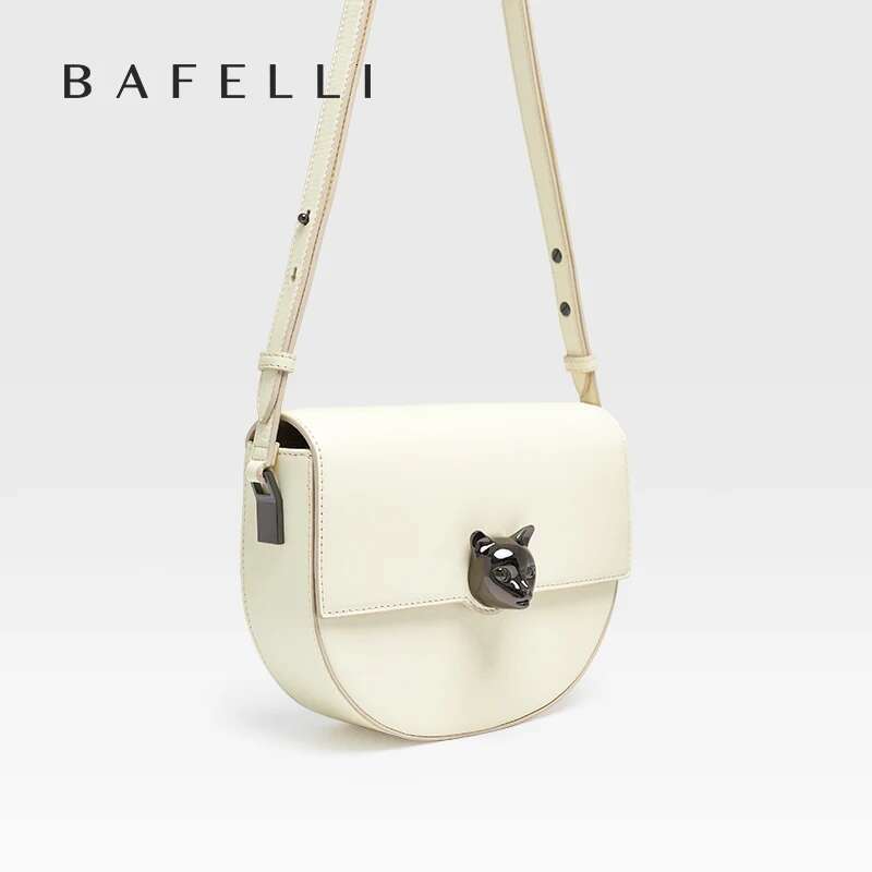 BAFELLI Women's 2025 NEW GENUINE LEATHER FASHION CROSSBODY CAT BAGS FEMALE CASUAL STYLISH SADDLE SHOULDER PURSE BRAND