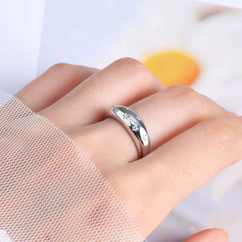 Valentines Day Jewelry Engagement Diamond Gold Plated 925 Silver Band Bezel Setting Star Moissainte Rings for Women