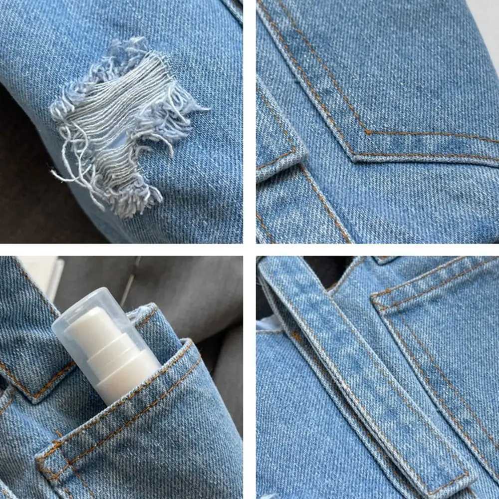 Customize Large Capacity Denim Bucket Bag With Hole Handbag Tote Bag Shoulder Bag Phone Pockets Canvas Lunch Bag OutdoorW250512
