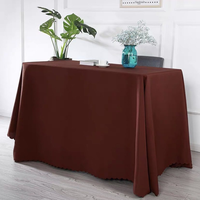 B408 Thickened plain tablecloth wedding red tablecloth hotel restaurant fabric tablecloth event meeting rectangular tablecloth