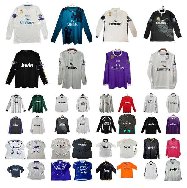 Real Retro RONALDO Madrids Soccer Jerseys ZIDANE RAUL 00 01 02 03 04 05 06 07 long sleeve KAKA BENZEMA Football shirts GUTI Ramos SEEDORF CARLOS 10 11 12 13 14 15 16 17