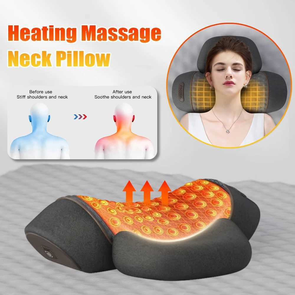Electric Neck Massager Pillow Vibration Heating Massage Neck Traction Stretcher Support Cervical Spine Pain Relief Sleep RelaxW250512