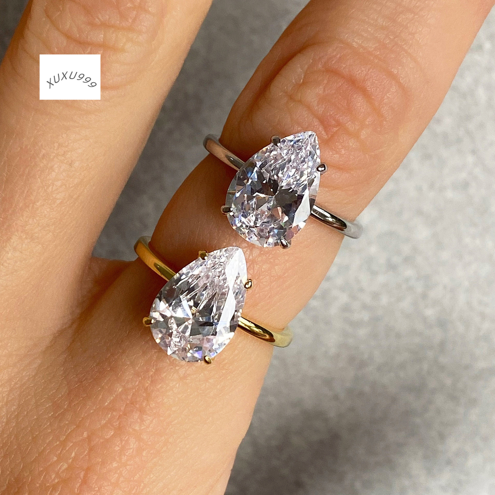 925 Sterling Silver VVS1 Moissanite Engagement Ring 3 Ct Pear Cut Gra Moissanite Diamond Ring Women