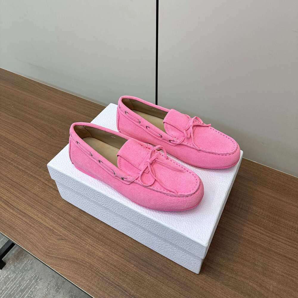 Women Size35-41 Natural Cow Suede Loafers Weaving Flats Solid Colors Lace Up Round Toe Designer Shoes Zapatillas De Mujer