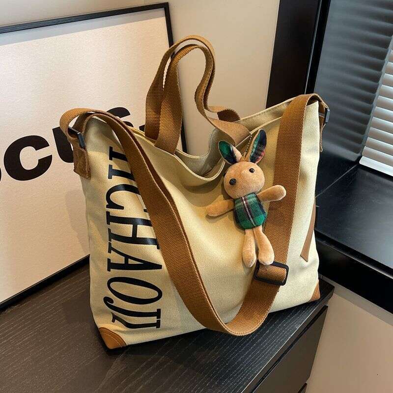 Canvas casual large capacity tote commuting student class versatile single shoulder crossbody bag
