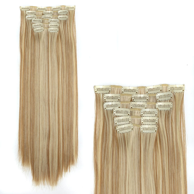 6-piece set of hair extensions long straight hair clips womens hair extensions clips synthetic pieces