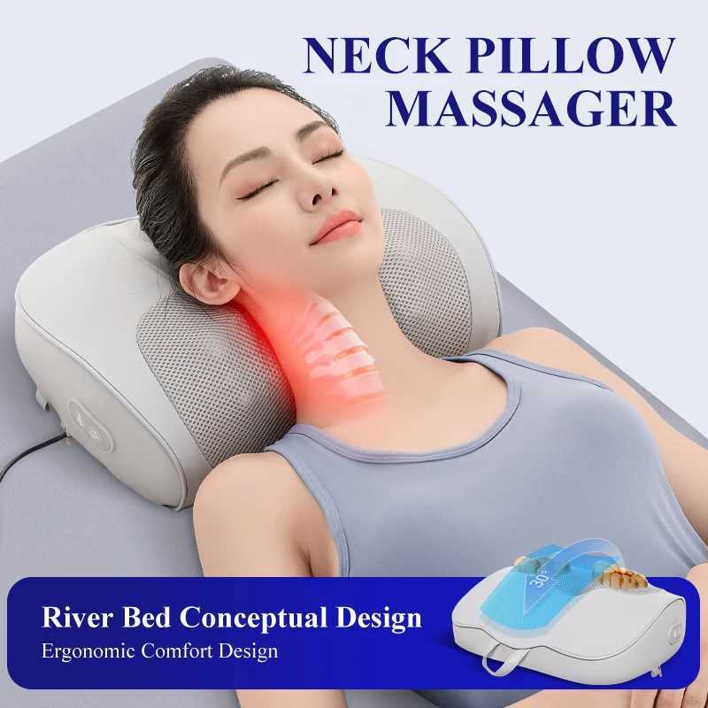 Jinkairui Neck Back Massager with Heat Electric Shiatsu Massage Pillow Deep Kneading Shoulder Gifts for Full Body MuscleW250512