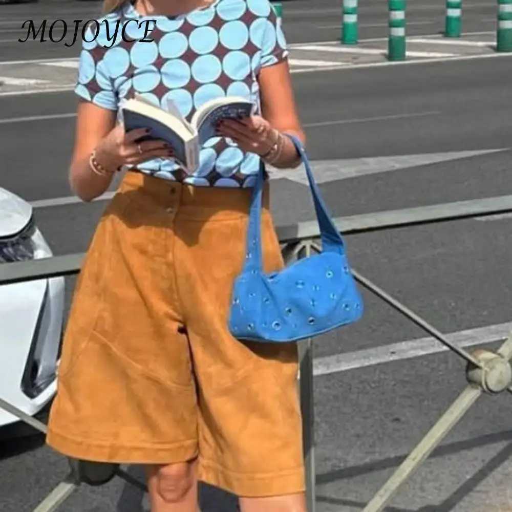 Women PU Eyelet Shoulder Bag Fashion Underarm Bag Large Capacity Stylish Armpit Bag Top Handle Bag Motorcycle Style Shoulder BagW250512