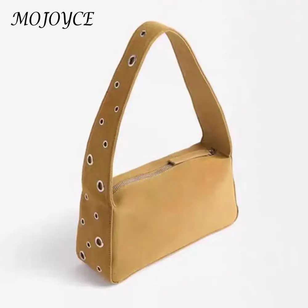Women PU Eyelet Shoulder Bag Fashion Underarm Bag Large Capacity Stylish Armpit Bag Top Handle Bag Motorcycle Style Shoulder BagW250512