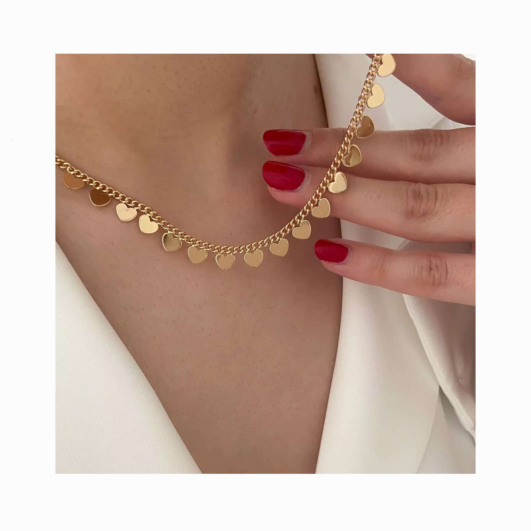 Fashion Stainless Steel Gold Charm Chain Boutique Accessories Women's Necklace