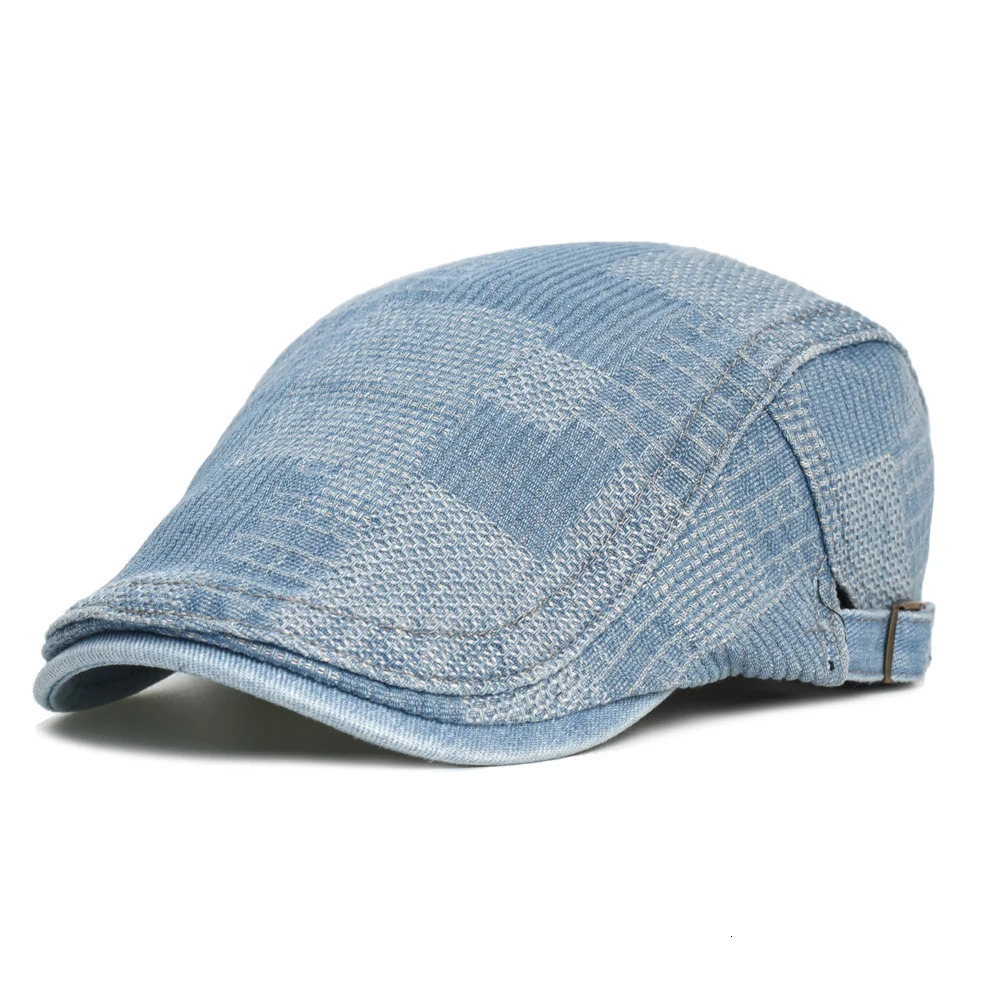 Four Seasons Soft Denim Beret Hat Washed Distressed Peaked Cap Adjustable Cotton sboy Vintage Ivy Hats Flat 250512